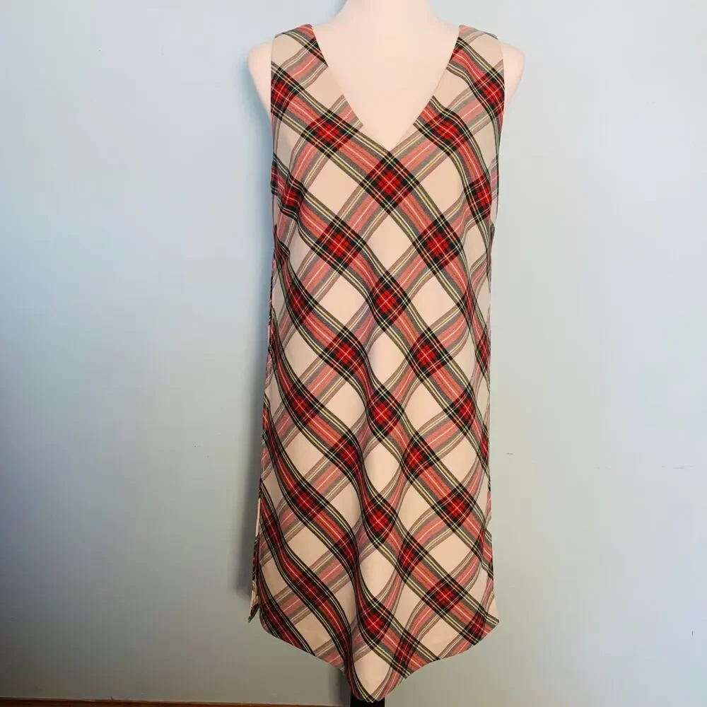 Trina Turk 'Brynne' Holiday Tartan Plaid Sleeveless Shift Dress Size 4 - Picture 9 of 11